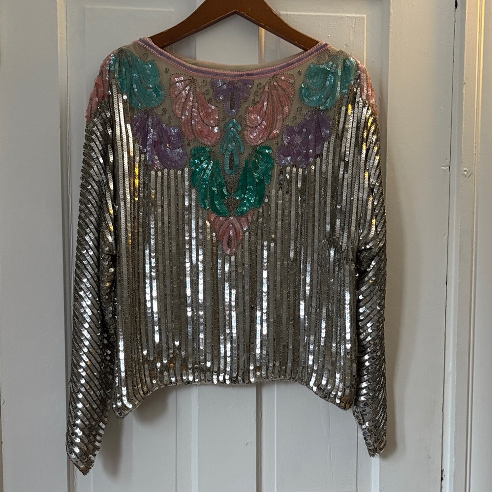 Vintage silk, beaded and sequin top